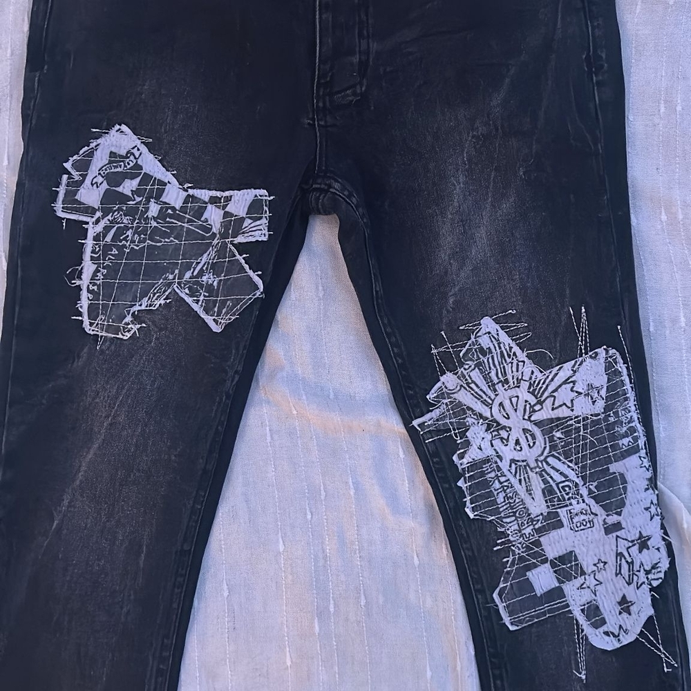 Ksubi Black Denim with Graphic Accents